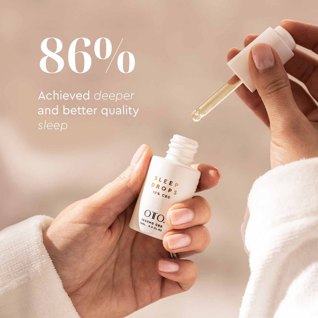 OTO CBD Sleep Drops with stat showing 86% Achieved deeper and better quality sleep