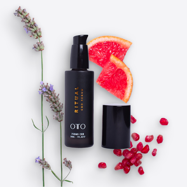 OTO CBD day serum bottle with ingredients